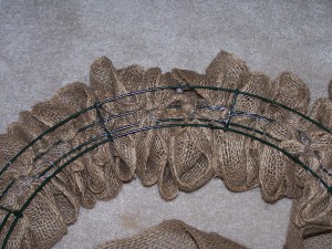 The back of the frame showing my wiring.  I ran the wire around the inner rings of the frame.